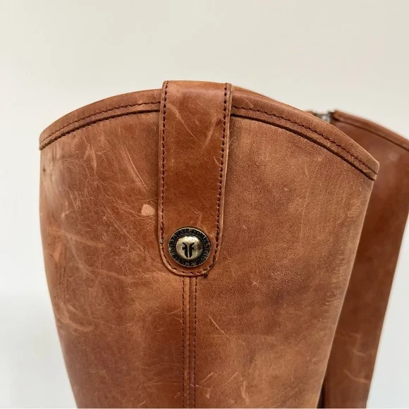 Women's Melissa Western Knee High Leather Boots Cognac Brown Woman’s Size 7B - Picture 11 of 15